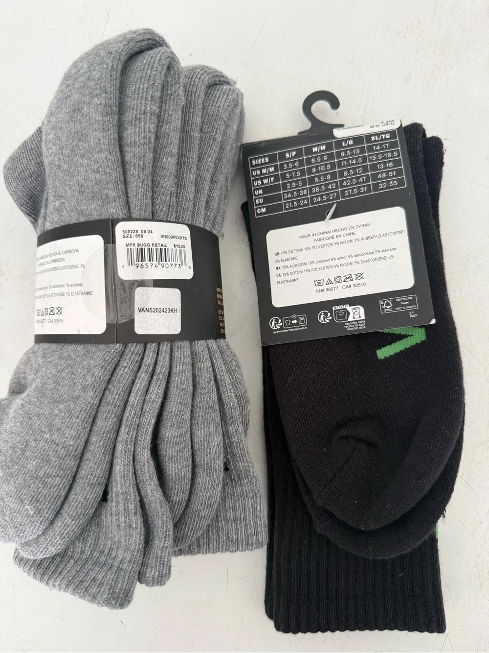 Vans Men’s Crew Socks (4 pairs total)